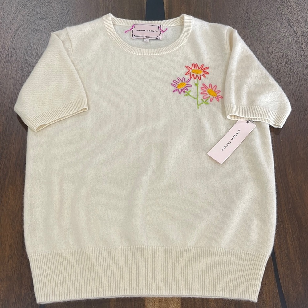 NWT Lingua Franca Short Sleeve Sweater M